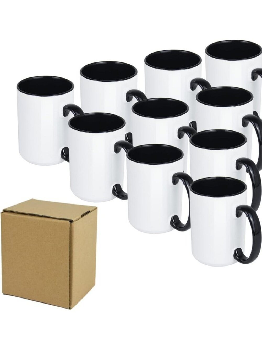 Set of 18 Blank 15 oz Sublimation Mugs for Custom Printing, DIY Crafts